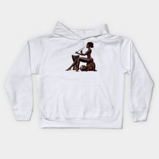 Afrocentric Woman Drum Kids Hoodie